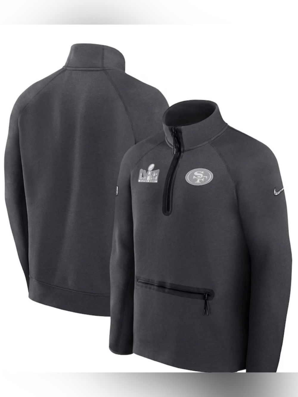 NIKE SAN FRANCISCO 49ERS SUPER BOWL LVIII TECH FLEECE PULLOVER FD0351-060 SZ L